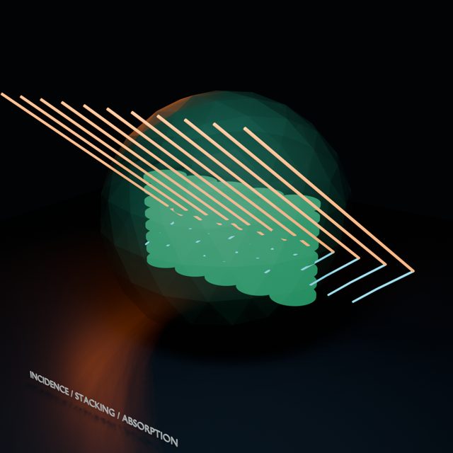 Light rays entering stacked chloroplast membranes